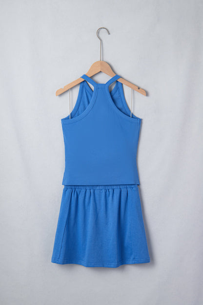 Spring Elastic Skort Set