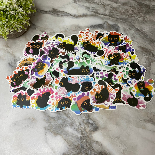 Stickers - Black Cats Colorful Splatter