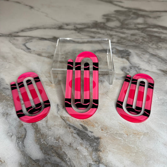 Jumbo Paperclip - Hot Pink Crayon - PREORDER