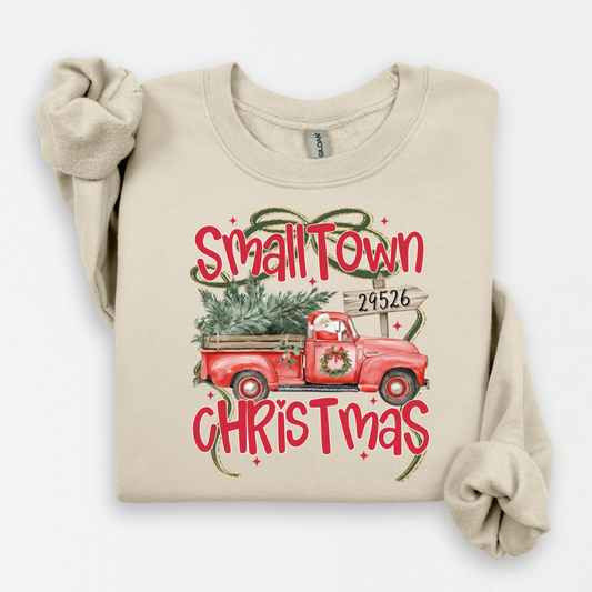 Custom Small Town Christmas Zip Sweatshirt.