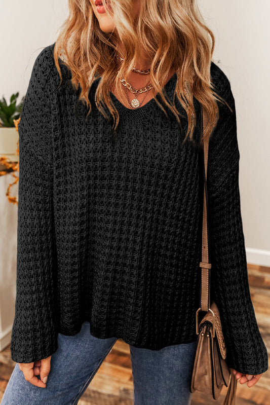 Black Hollow Crochet Sweater FB