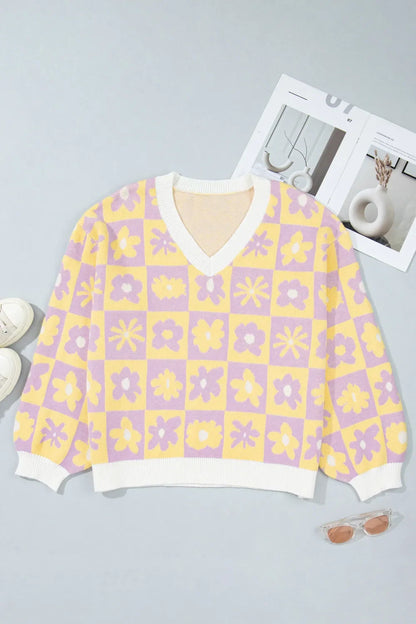 Floral Long Sleeve Plus Size Sweater