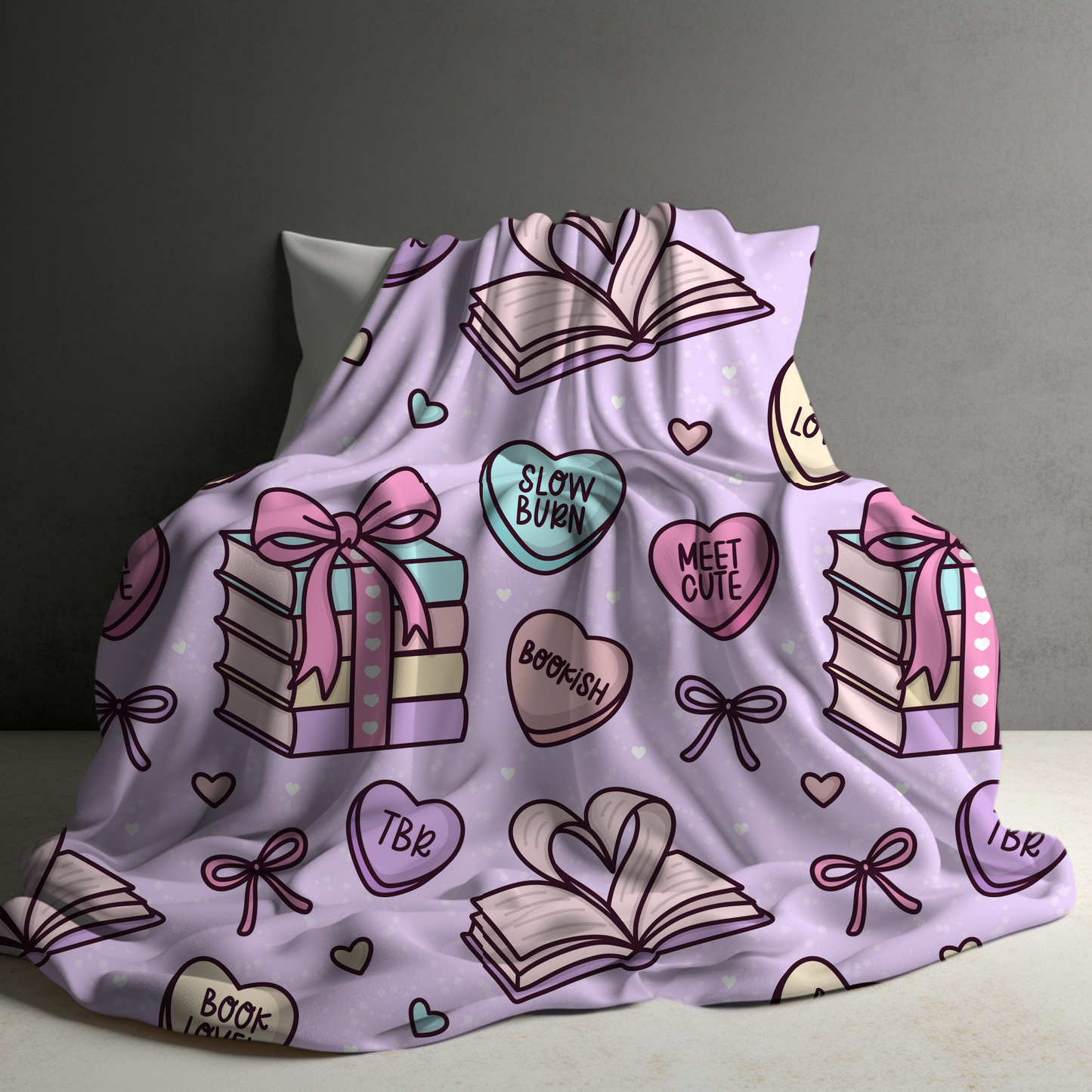 Blanket - Valentine’s Day - Book Hearts Purple - PREORDER