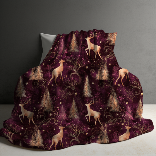 Blanket Christmas - Maroon Swirl Deer - PREORDER