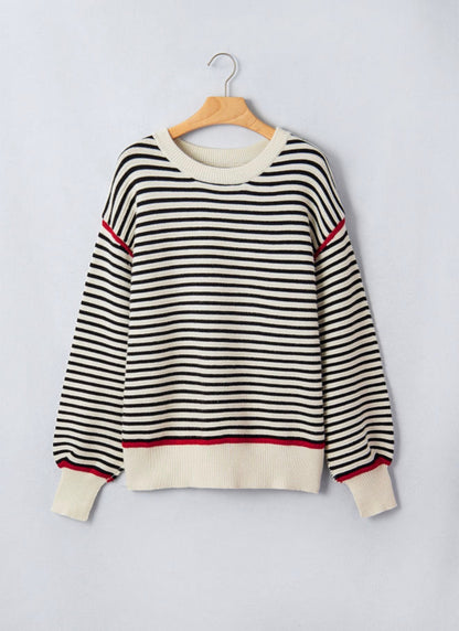 Black Stripe Ribbed Sweater