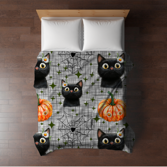 Blanket - Halloween - Black Cat Web Daisy - PREORDER