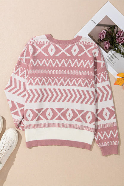 Abstract Print Pullover Sweater October.