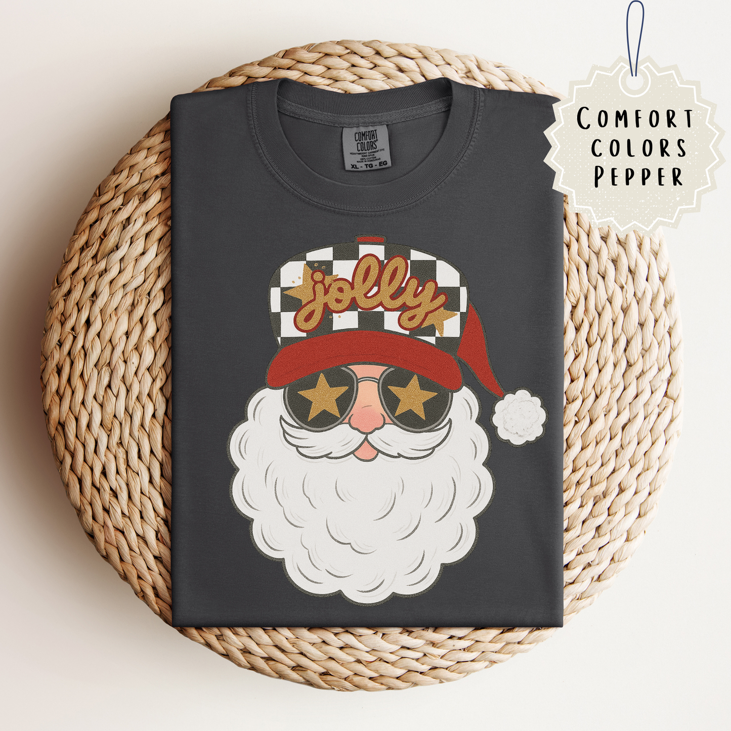 Santa--Checkered Trucker Hat Tee.