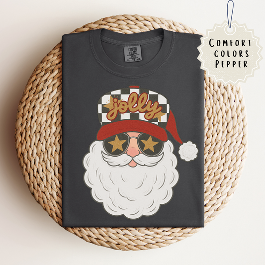 Santa--Checkered Trucker Hat Tee.