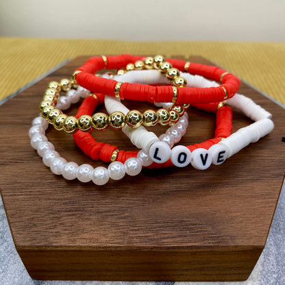Bracelet Pack - Clay & Gold Bead - Love