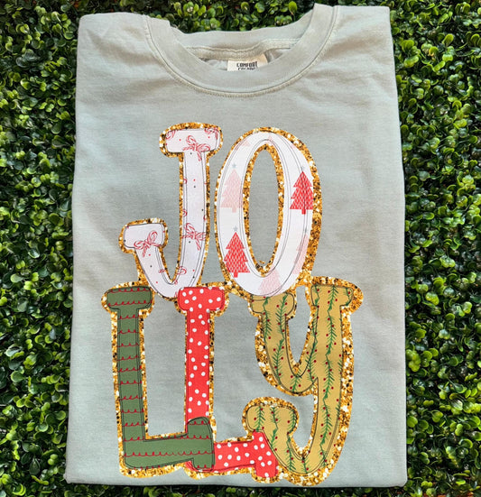 Jolly Preppy Christmas Comfort Colors Graphic Tee
