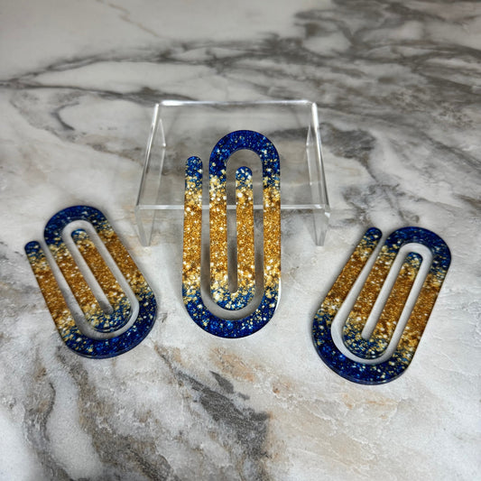Jumbo Paperclip - Blue Gold Glitter - PREORDER