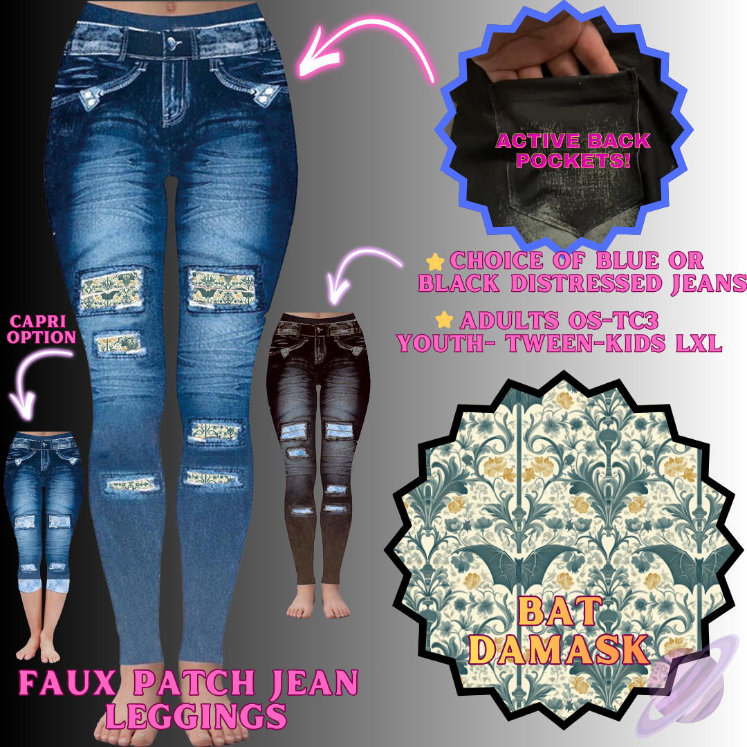 BAT DAMASK-FAUX JEAN LEGGING-PREORDER CLOSING 12/2