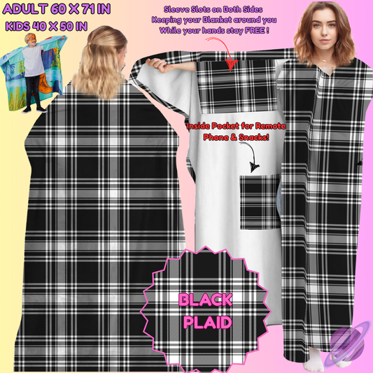 WEARABLE THROW RUN-BLACK PLAID-PREORDER CLOSING 8/31