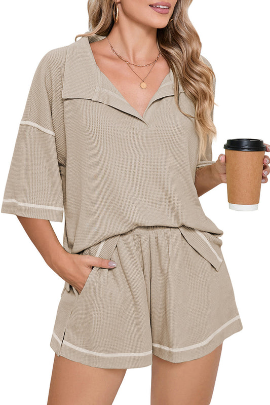 Waffle Color Block Short Set New RTS