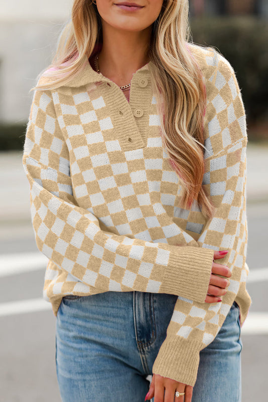 Checkered Collar Sweater FB