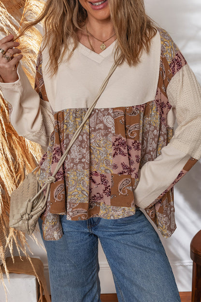 Beige Paisley Ethnic Print Top September.