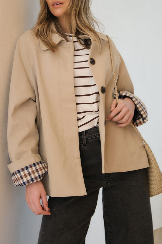 Beige Plaid Liner Coat FB
