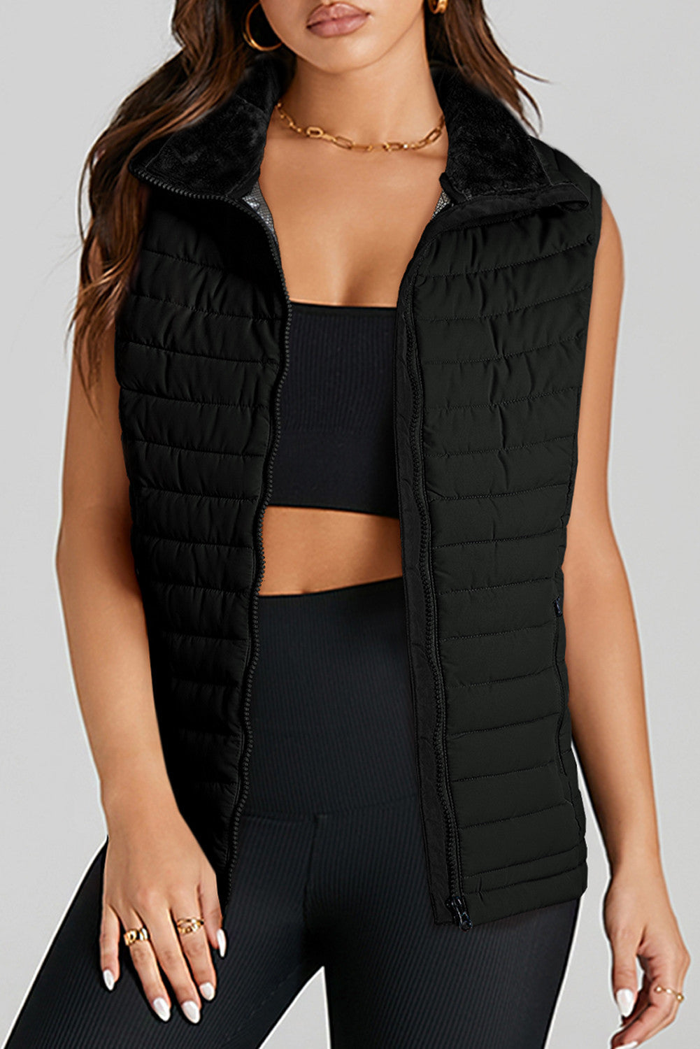 Black Puffer Vest FB