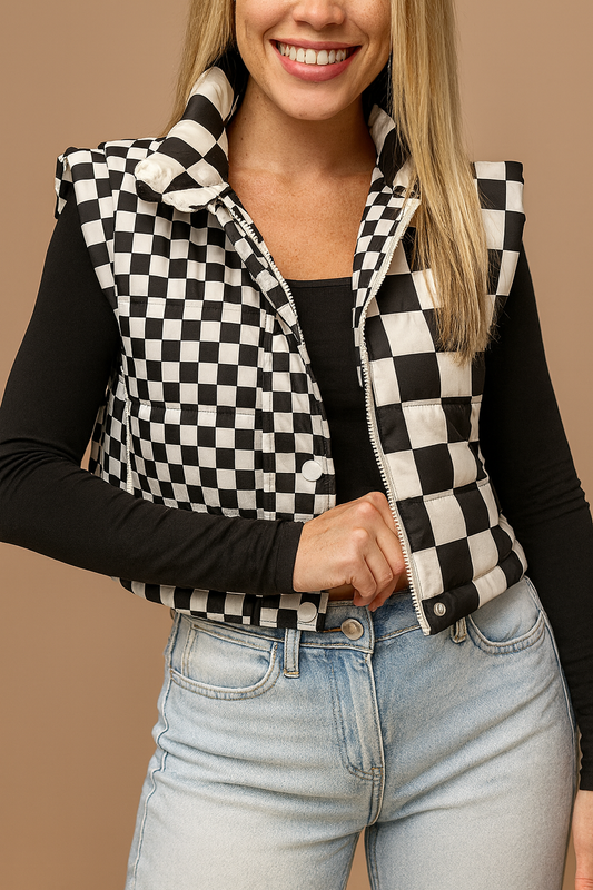 Checkered Puffer Vest FB