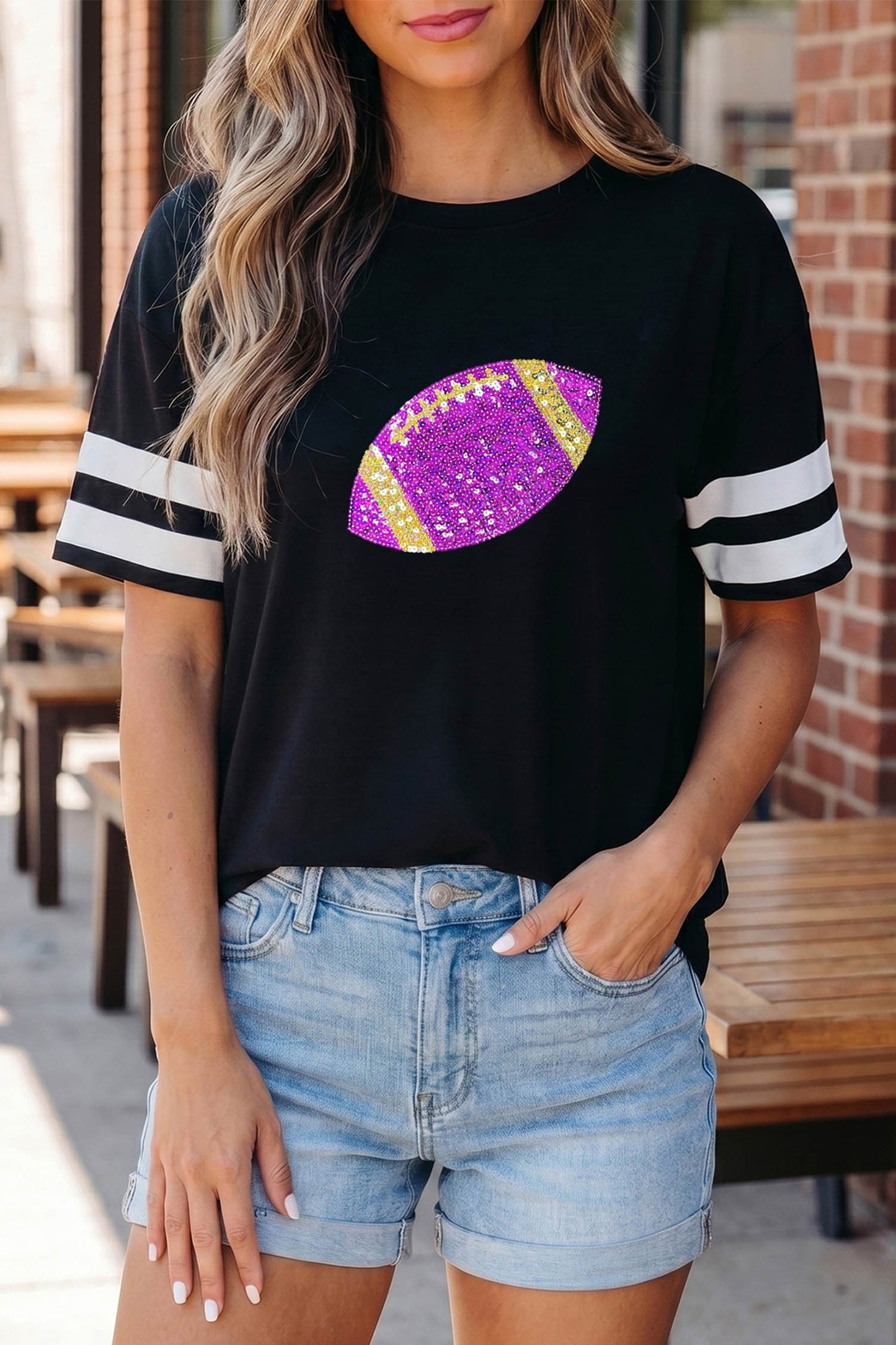 Black Football Glitter Shirt