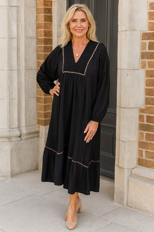 Leopard Trim Dress RTS