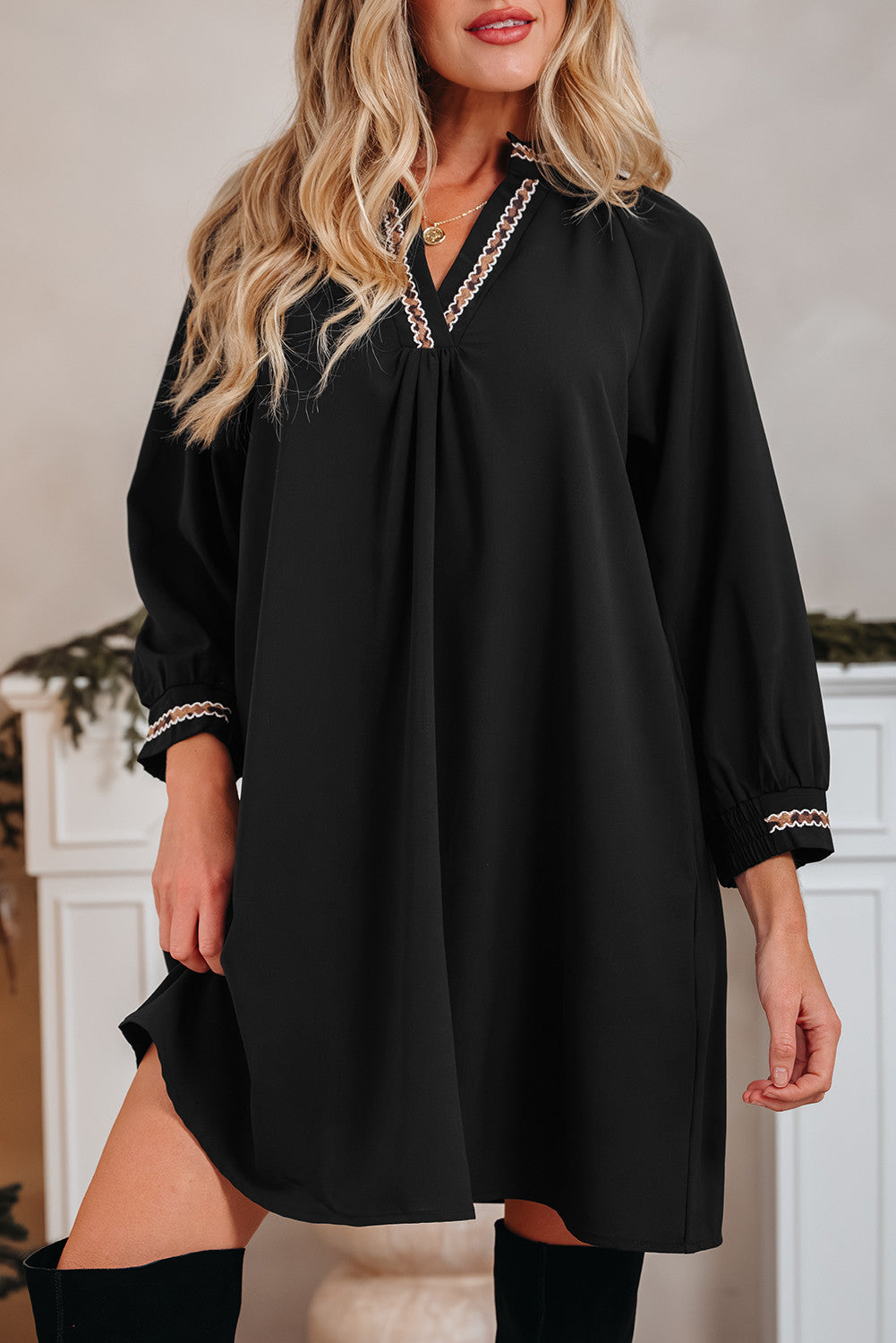 Black Trim Mini Dress October.