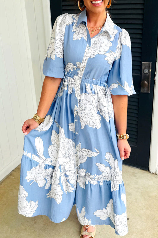Blue Floral Fall Midi August.