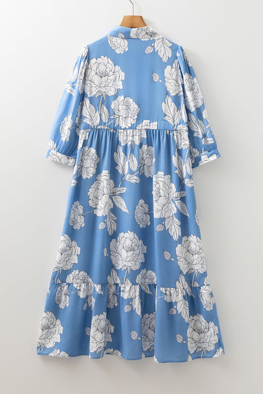 Blue Floral Fall Midi August.