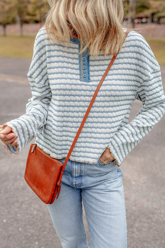 Blue Stripe Texture Top FB