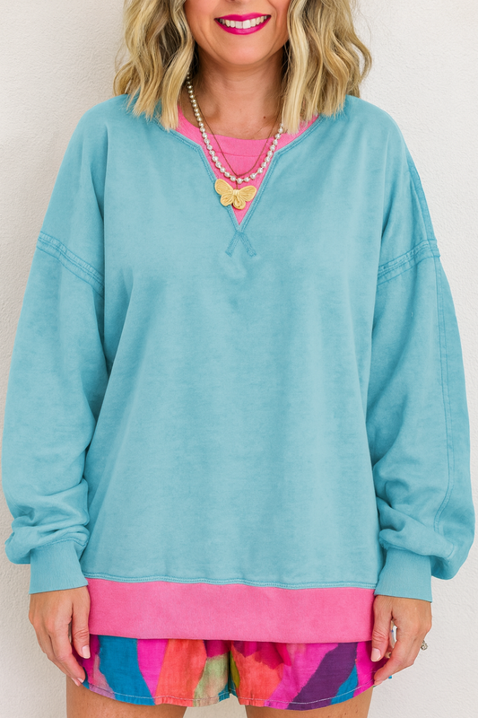 Blue Colorblock Sweatshirt FB
