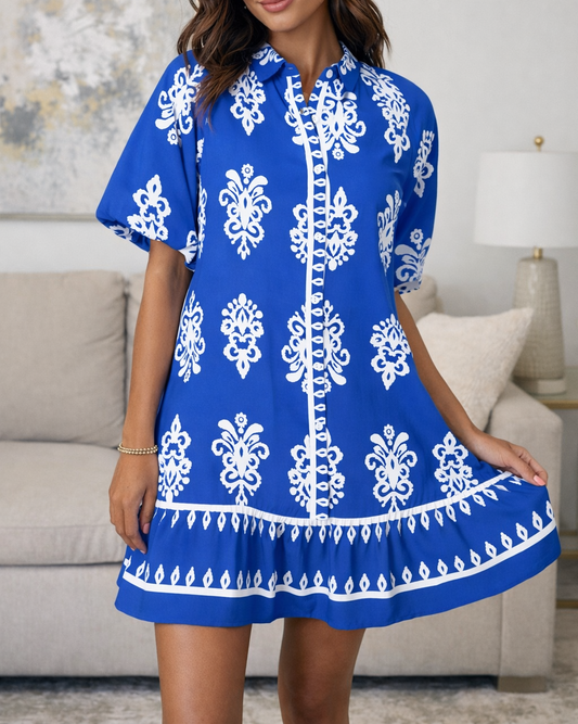 Blue Ethnic Mini Dress FB