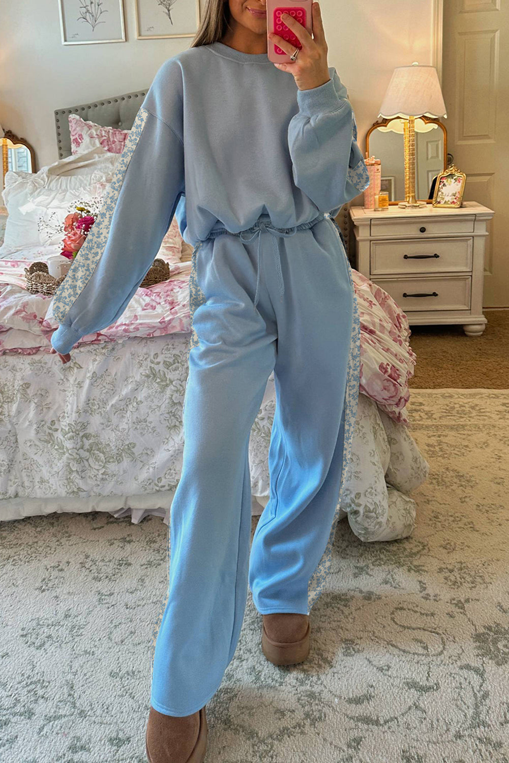 Blue Floral Patchwork Lounge Set September.