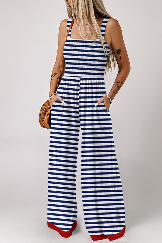 Blue Stripe Wide Leg Jumpsuit