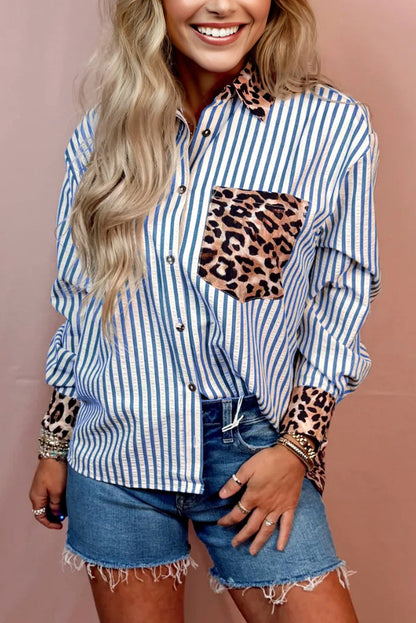 Striped Leopard Button Shirt FB