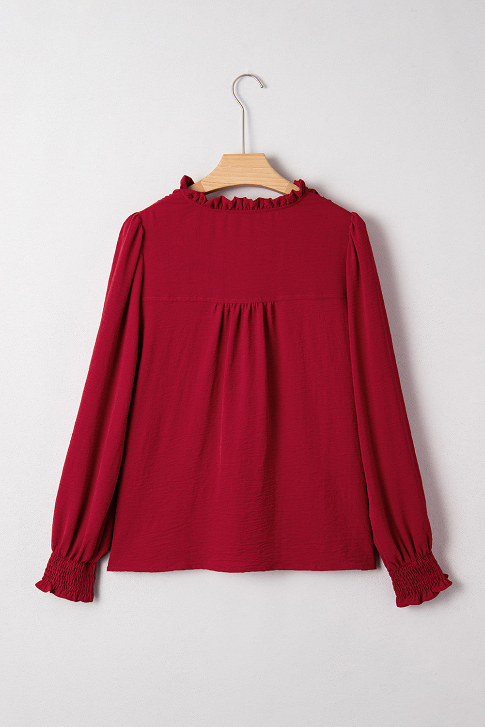 Burgundy Shirred Cuff Blouse RTS