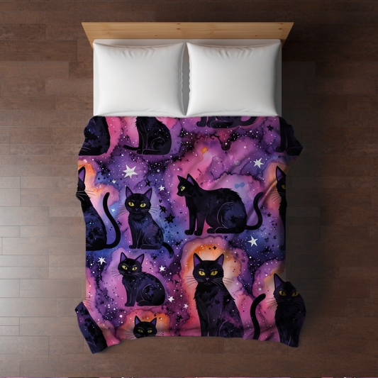 Blanket - Halloween - Black Cat Galaxy - PREORDER