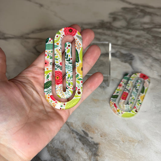 Jumbo Paperclip - White Background Floral - PREORDER