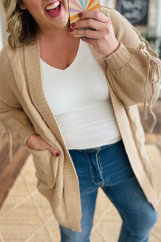 Cable Knit Plus Size Cardigan FB