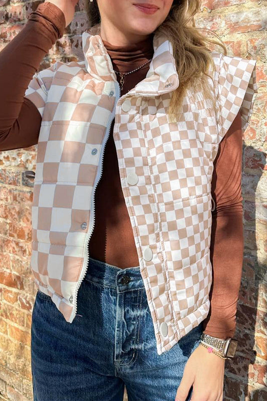 Checkered Quilted Vest FB