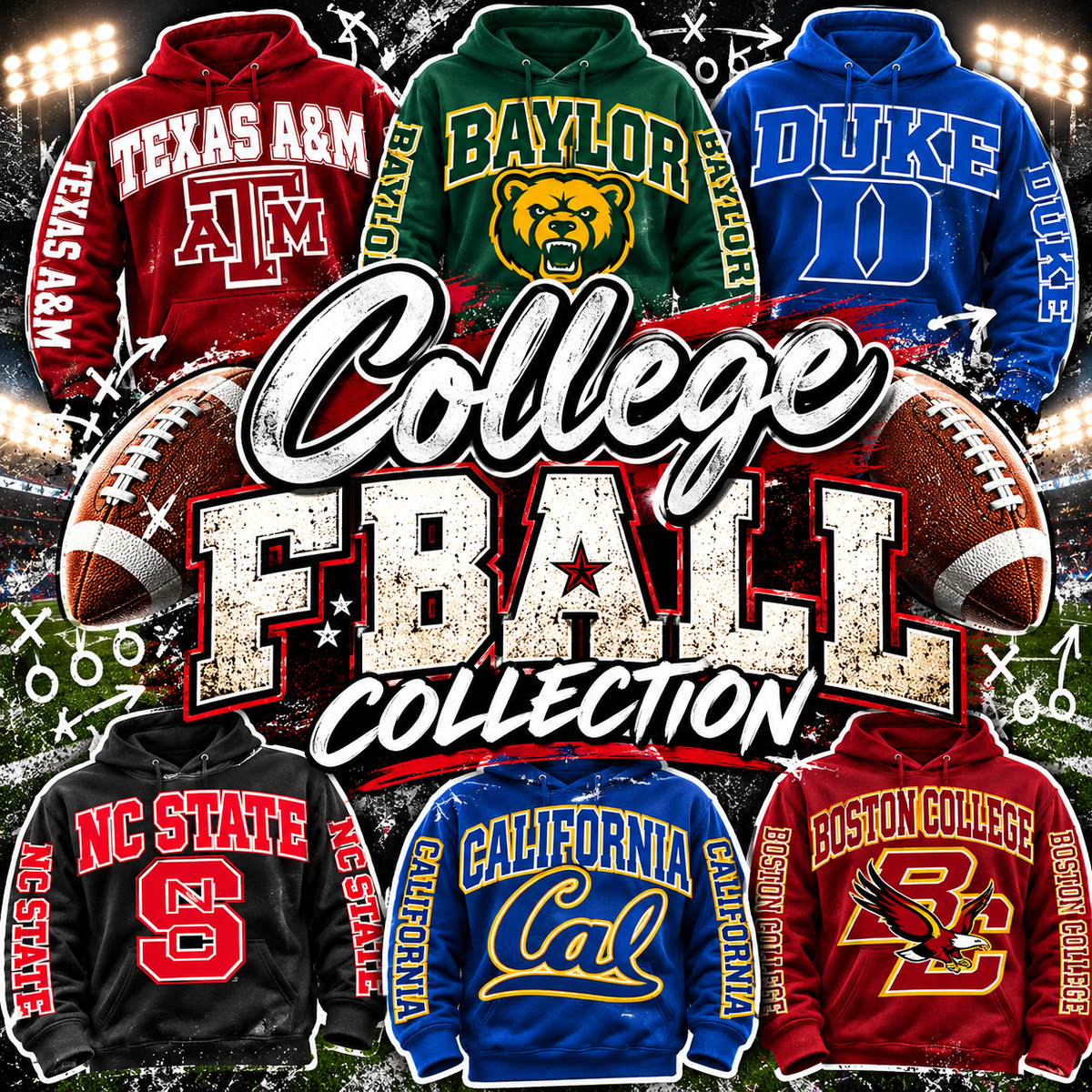 COLLEGE FB HOODIE W/ SLEEVE PRINT COLLECTION
