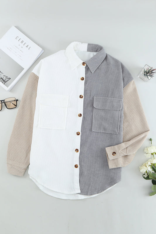 Color Block Corduroy Shacket August.