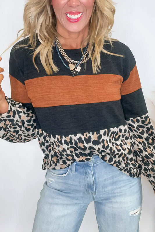 Color Block Leopard Top FB