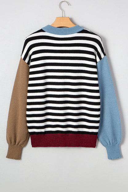 Colorblock Stripe Panel Sweater September.