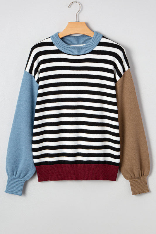 Colorblock Stripe Panel Sweater September.