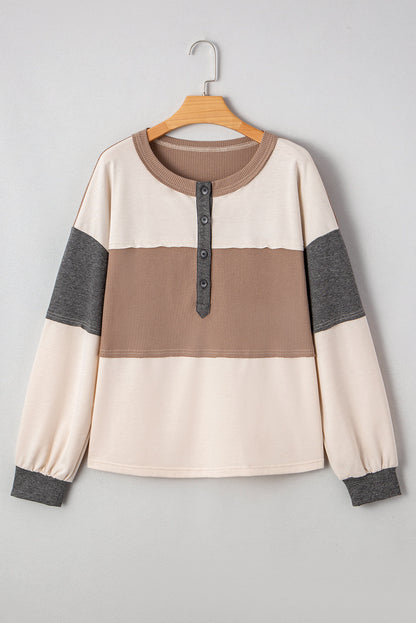 Colorblock Waffle Henley Top August.