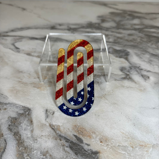 Jumbo Paperclip - Glitter American Flag - PREORDER