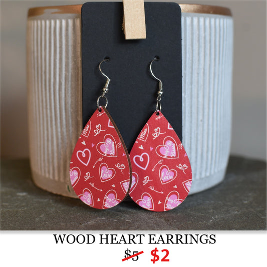 WOOD HEART EARRINGS