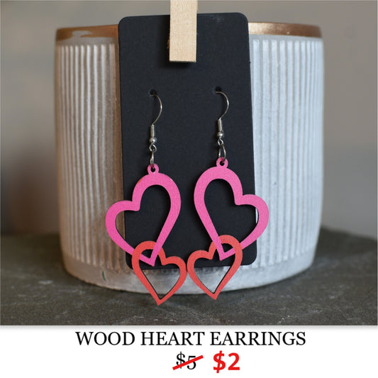 WOOD HEART EARRINGS