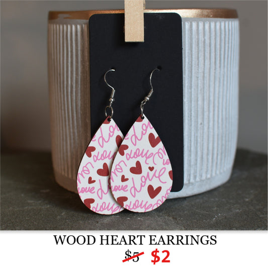 WOOD HEART EARRINGS
